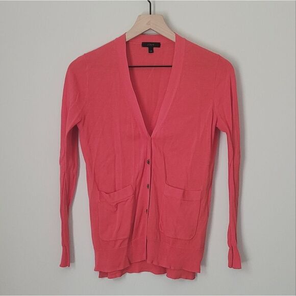 J.Crew Cotton Button Front Lightweight Cardigan in Orange Size XXS - Picture 1 of 6